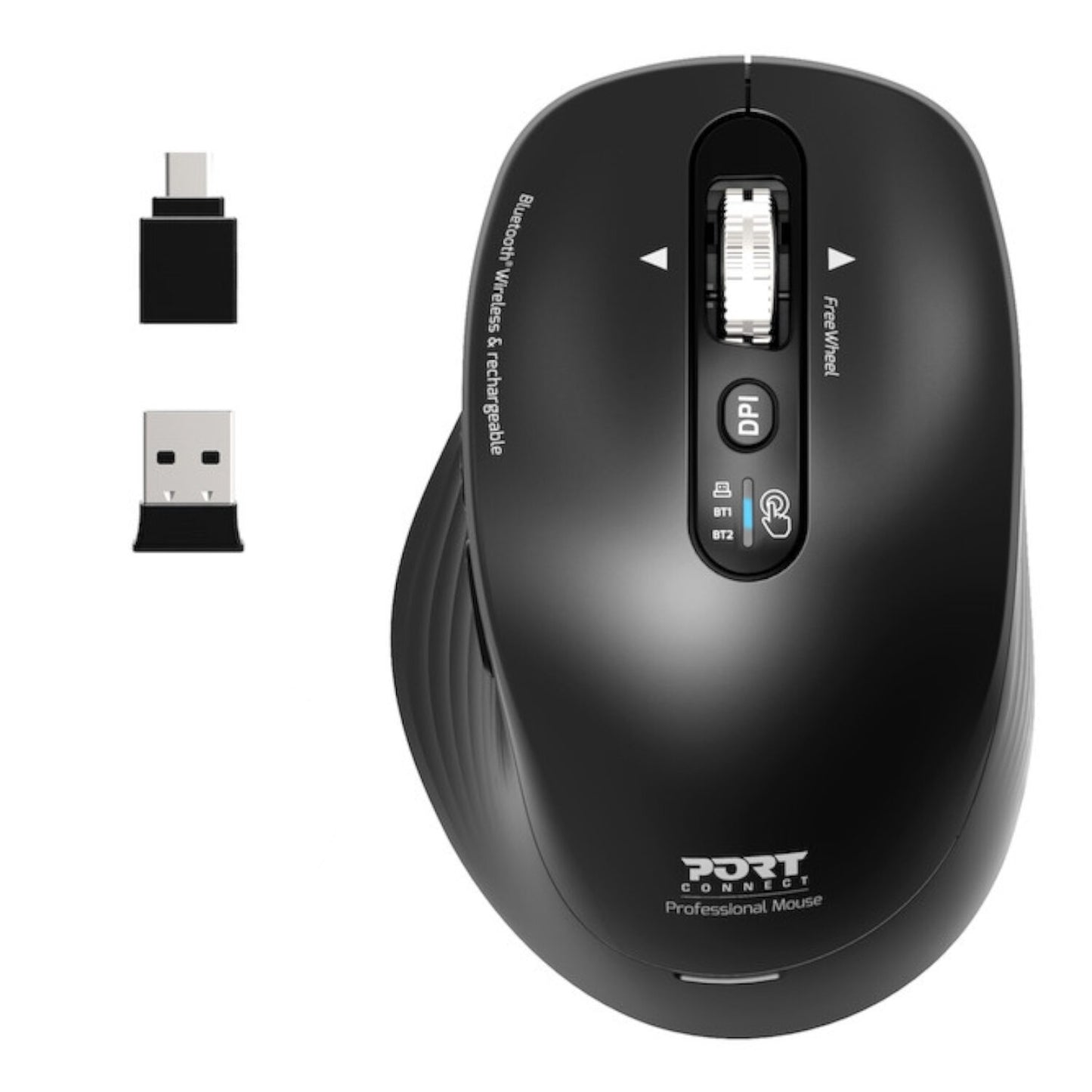 Port Connect Business 2.4GHz | Rechargeable Bluetooth Wireless Mouse - Black