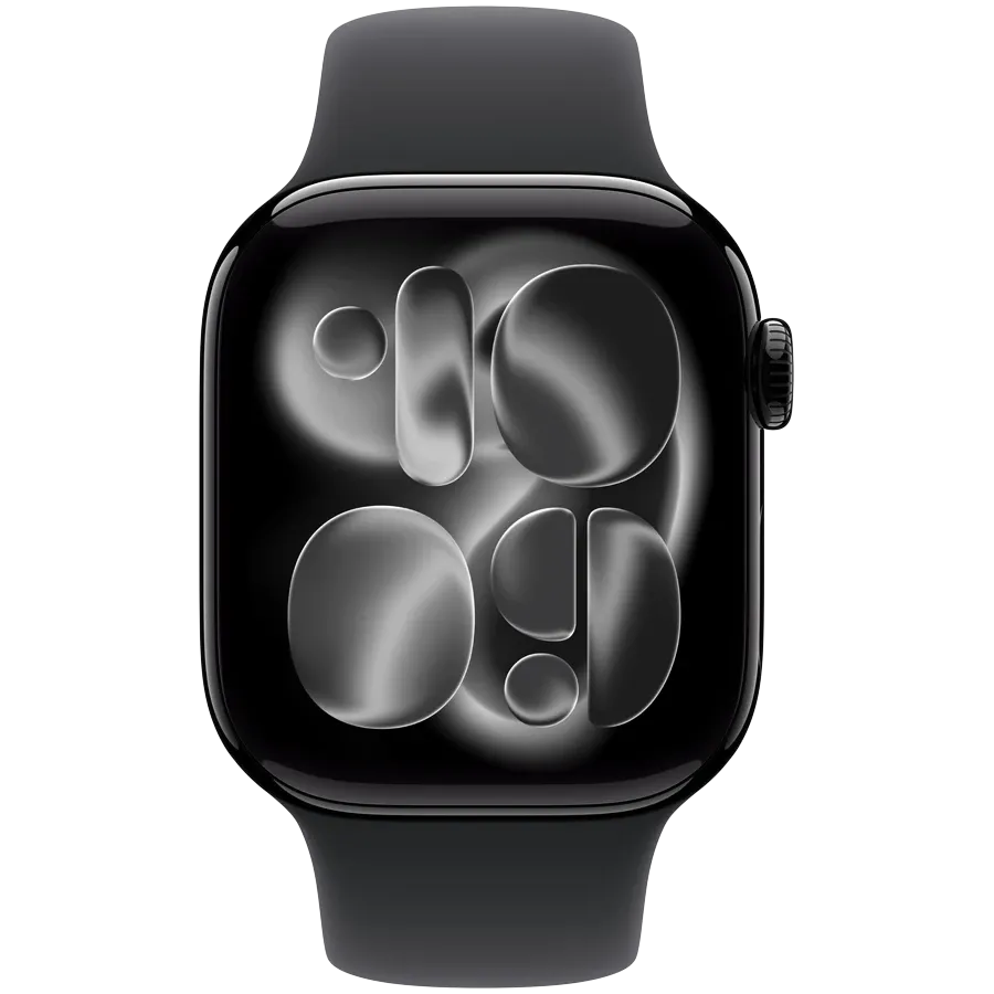 Apple Watch Series 11 GPS + Cellular 42mm Jet Black Aluminium Case with Black Sport Band - M/L