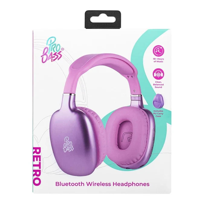 Pro Bass Retro Wireless Bluetooth Headphones – Pink
