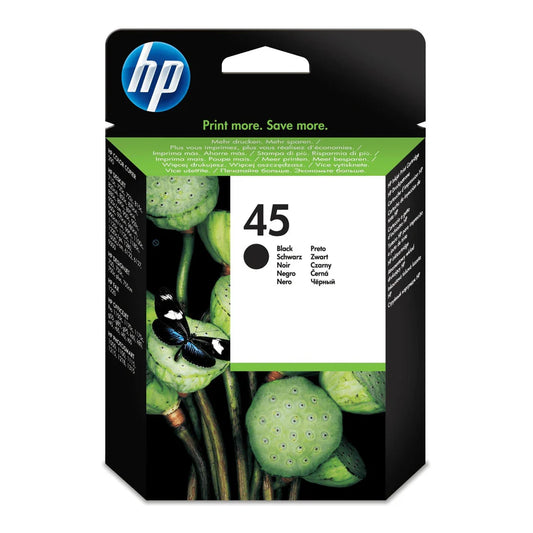 HP 45 Large Black High Yield Printer Ink Cartridge | Original 51645AE Single-pack