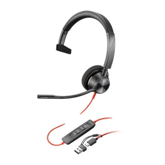 Poly Blackwire 3310 MS Mono USB-C | Headset with USB-A Adapter 8X216AA