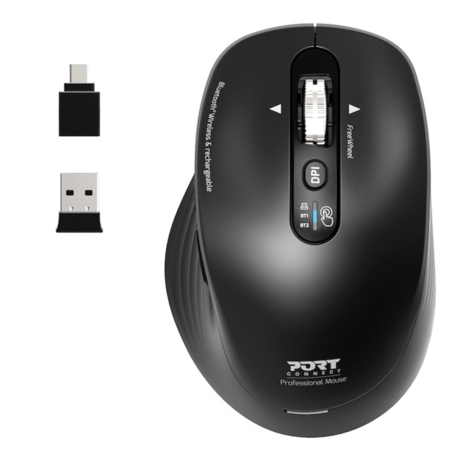 Port Connect Business 2.4GHz | Rechargeable Bluetooth Wireless Mouse - Black