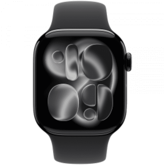 Apple Apple Watch Series 11 GPS + Cellular 42mm Jet Black Aluminium Case with Black Sport Band - S/M