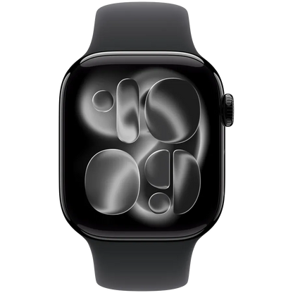 Apple Watch Series 11 GPS + Cellular 42mm Jet Black Aluminium Case with Black Sport Band - M/L