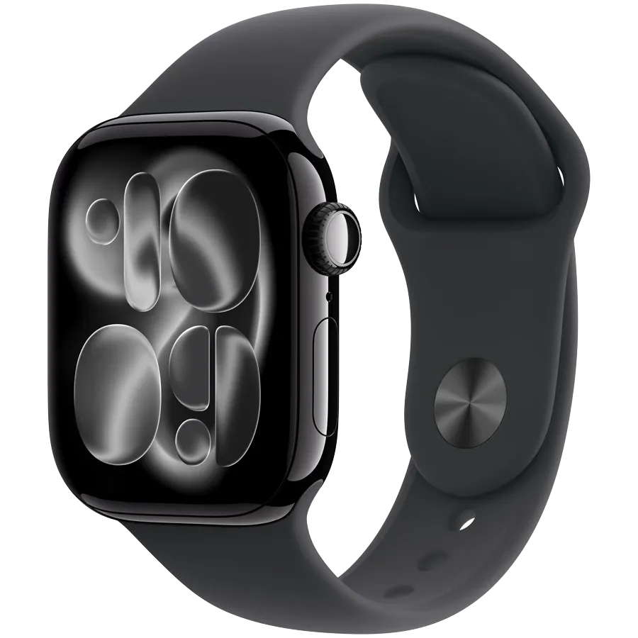 Apple Watch Series 11 GPS + Cellular 42mm Jet Black Aluminium Case with Black Sport Band - M/L