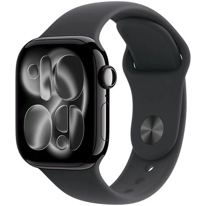 Apple Watch Series 11 GPS + Cellular 42mm Jet Black Aluminium Case with Black Sport Band - M/L