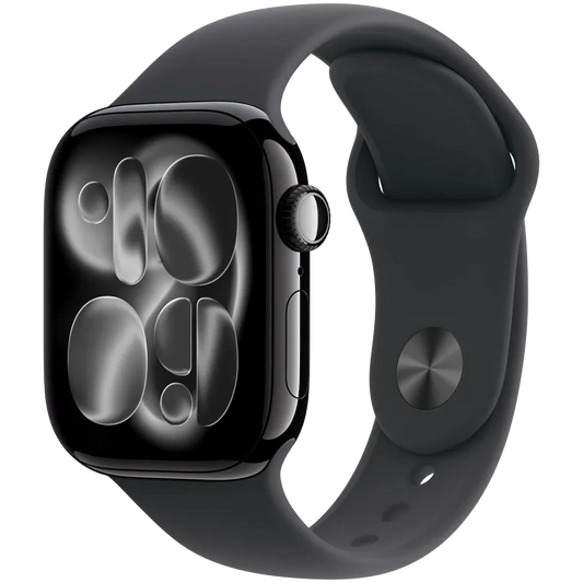 Apple Watch Series 11 GPS + Cellular 42mm Jet Black Aluminium Case with Black Sport Band - M/L