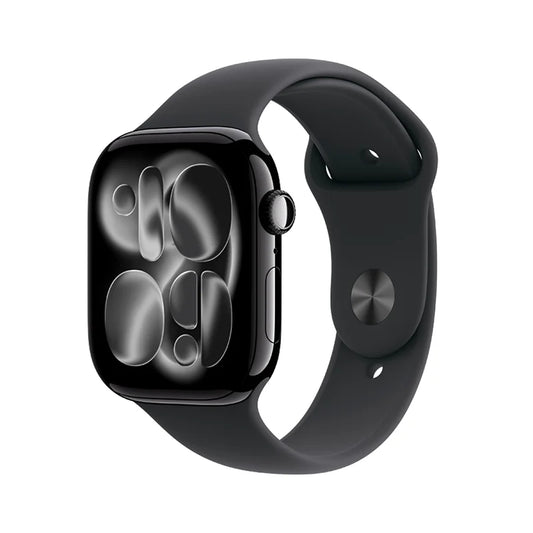 Apple Watch Series 11 GPS + Cellular 46mm Jet Black Aluminium Case with Black Sport Band - M/L