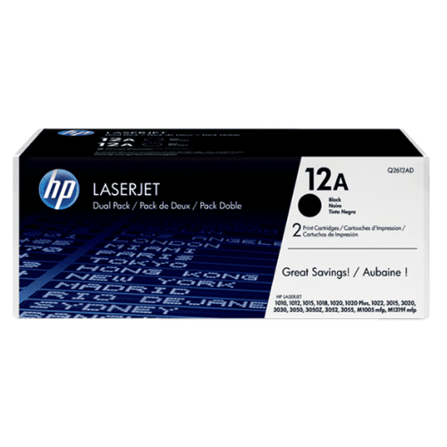 HP 12A 2-pack Black Original LaserJet Toner Cartridges