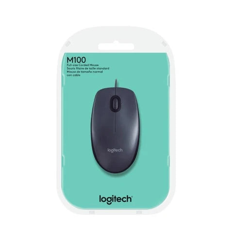 Logitech M100 Wired USB Optical Mouse – Black