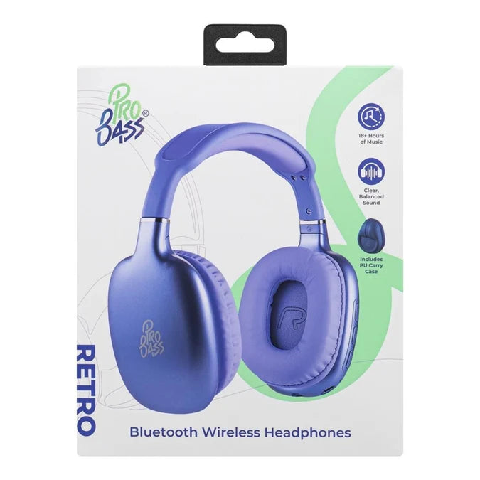 Pro Bass Retro Wireless Bluetooth Headphones – Purple