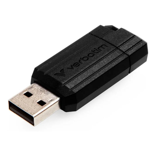 Verbatim PinStripe 128GB USB 2.0 Flash Drive – Black