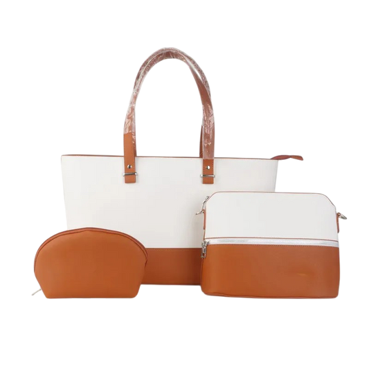Kenton 15.6-inch Ladies Notebook Bag Blue & Cream 3 Piece Set | Laptop Bag, Handbag & Cosmetic Bag